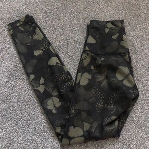 Lululemon Butterfly Black and Green Patterned Leggings